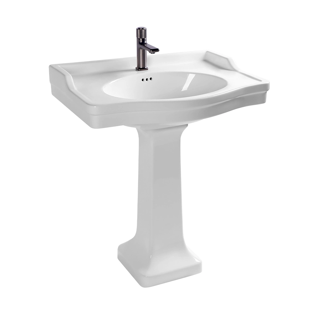 Cupc Certified Wholesale Large Lavatory Sanitary Ware Pure White Porcelain Vitreous China Bathroom Freestanding Pedestal Basin Furniture