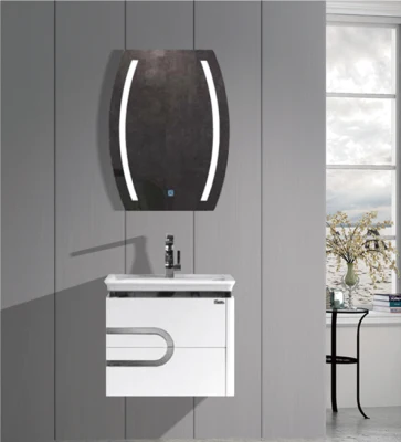 La vanité de salle de bains de bâti de mur de style européen place la salle de bains de PVC d'armoire avec le miroir léger