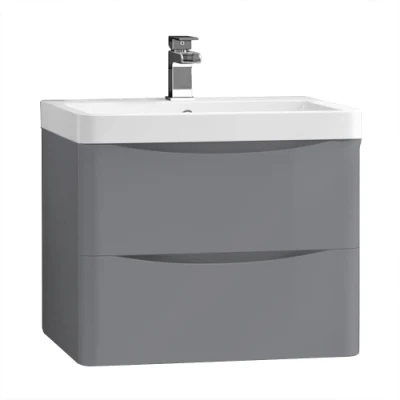 600mm gris salle de bain sourire vanité meuble de rangement 2 tiroirs meuble d'armoire